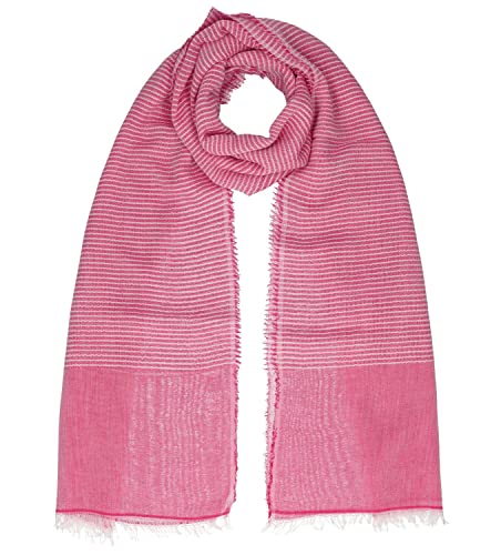 HAT YOU leichter hochwertiger Damen Halstuch mit Querstreifen und Lurex, Halstuch:Fuxia von HAT YOU