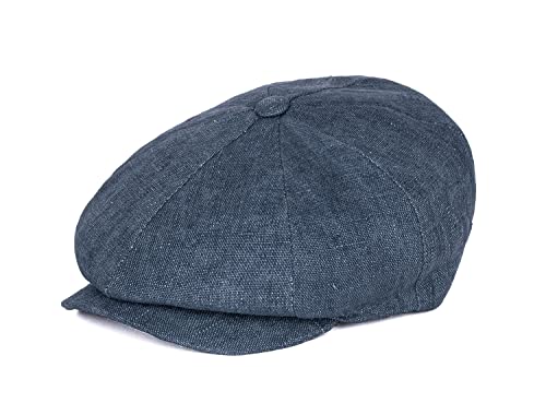 Hat You Herren Schiebermütze, Flatcap, Schirmmütze, Barrett, Leinencap, Farbe:Dark Blue, Size:59-60cm von HAT YOU