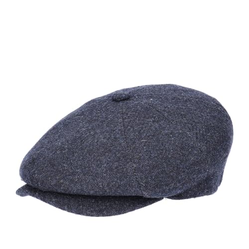 HAT YOU Herren Scottish Wool Flat Cap 'MARK', Herren Wolle Schiebermütze, Schiermmütze, Mütze:Blue, Größe:61 cm von HAT YOU