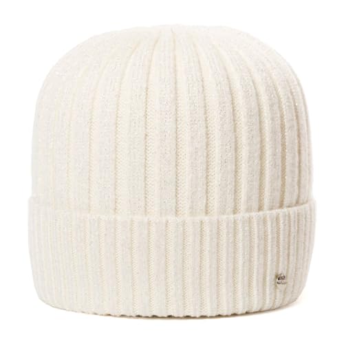 HAT YOU moderne Unisex Beanie mit Rippmuster, Lurex-Mütze für Damen oder Herren, Mütze:Off White von HAT YOU