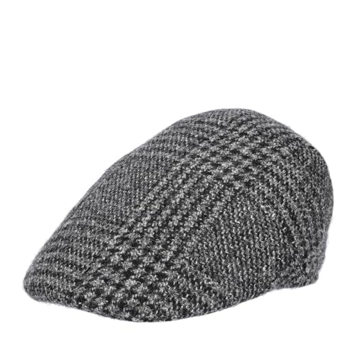 HAT YOU Wool Flat Cap 'Mark', Herren Schiebermütze, Wolle Schirmmütze, Mütze:Grey, Größe:61 cm von HAT YOU