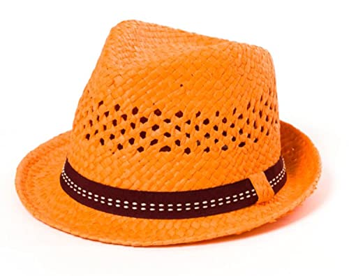 Kinder Hut, Sommerhut, Trilby Hut mit Band in farbenfrohen Farben, Hut:Orange, Hut:55cm von HAT YOU