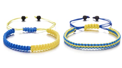 HATAP 2-Stück Paar Armband Ukraine Flagge Farbe Armband Gelb Blau Stoff Seil Armband Schmuck Armband Männer und Frauen(A+B) von HATAP