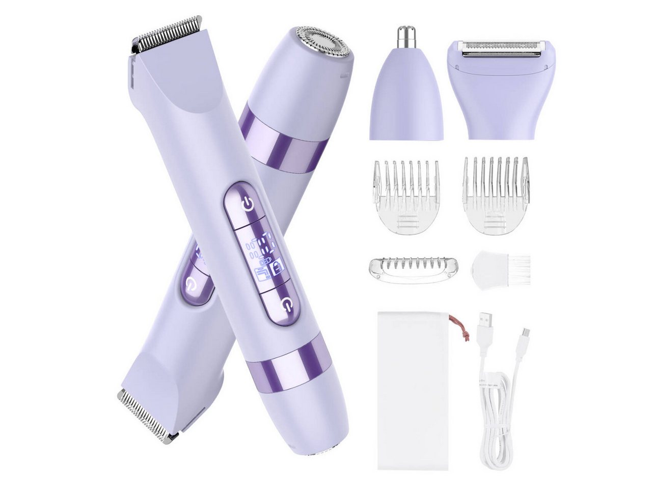 HATTEKER Epilierer HT-596, Aufsätze: 1 St., Dual-Kopf-Design, Gesichtsepilierer, Nasenhaartrimmer, Körperrasierer 4-in-1 von HATTEKER