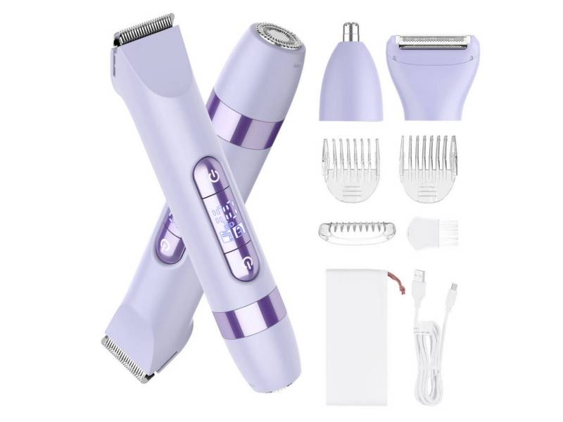 HATTEKER Epilierer HT-596, Aufsätze: 1 St., Dual-Kopf-Design, Gesichtsepilierer, Nasenhaartrimmer, Körperrasierer 4-in-1 von HATTEKER