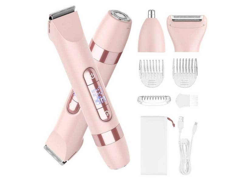 HATTEKER Epilierer HT-596, Aufsätze: 1 St., Dual-Kopf-Design, Gesichtsepilierer, Nasenhaartrimmer, Körperrasierer 4-in-1 von HATTEKER