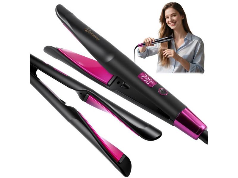 HATTEKER Glätteisen HT-136 Professional 2-in-1 Lockenstab & Haarglätter, 11 Temperaturstufen, Automatische Abschaltung von HATTEKER