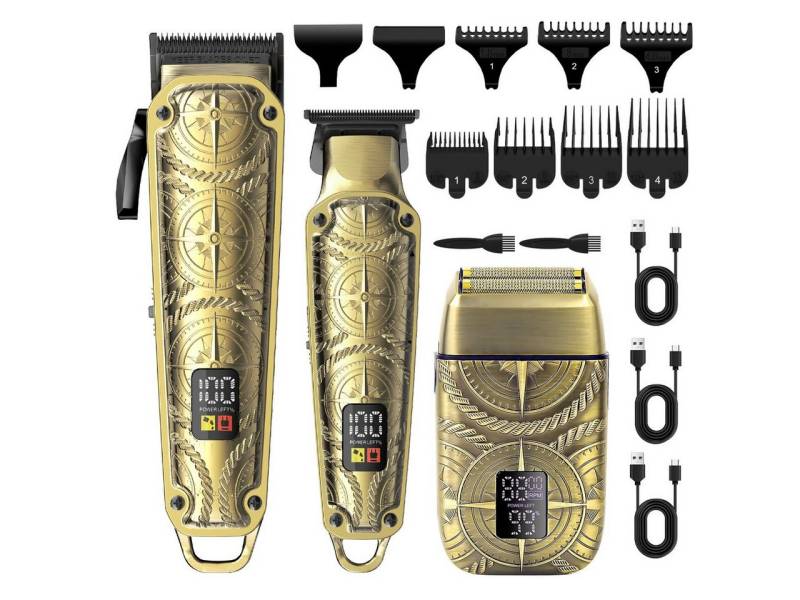 HATTEKER Haar- und Bartschneider HT-6063, Haarschneider Set Barttrimmer Elektrorasierer, LCD-Display von HATTEKER