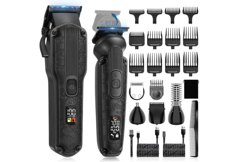 HATTEKER Haarschneider HT-6068, Haar- und Bartschneider Kit, Bartschneider mit LED-Anzeige IPX6 Wasserdicht von HATTEKER