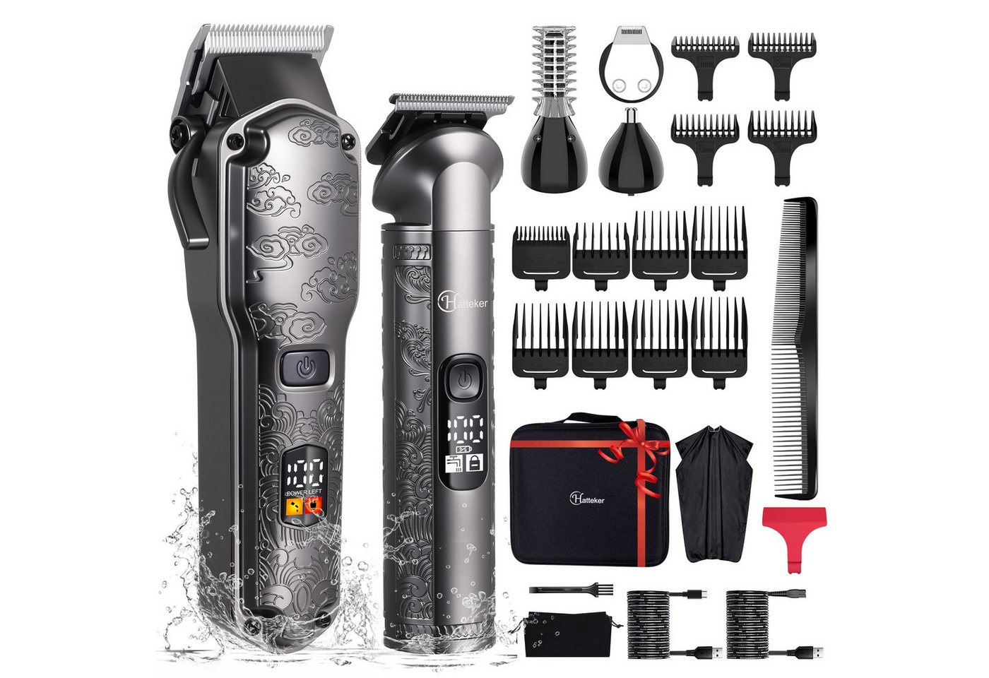 HATTEKER Haarschneider HT-608, Bartschneider, Langhaarschneider Herren Wasserdicht von HATTEKER