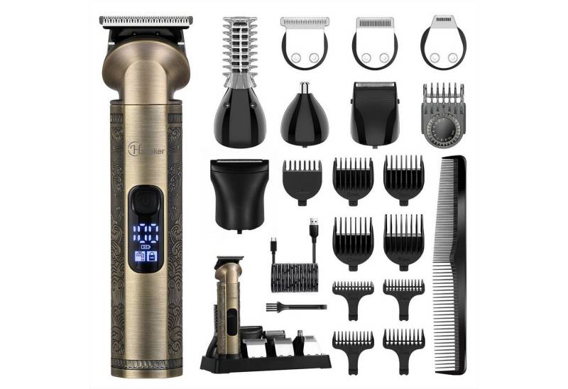 HATTEKER Haarschneider HT-609, Bartschneider, Rasierer, T-Klinge Trimmer, mit Ultra Sharp Klinge 8-in-1 von HATTEKER