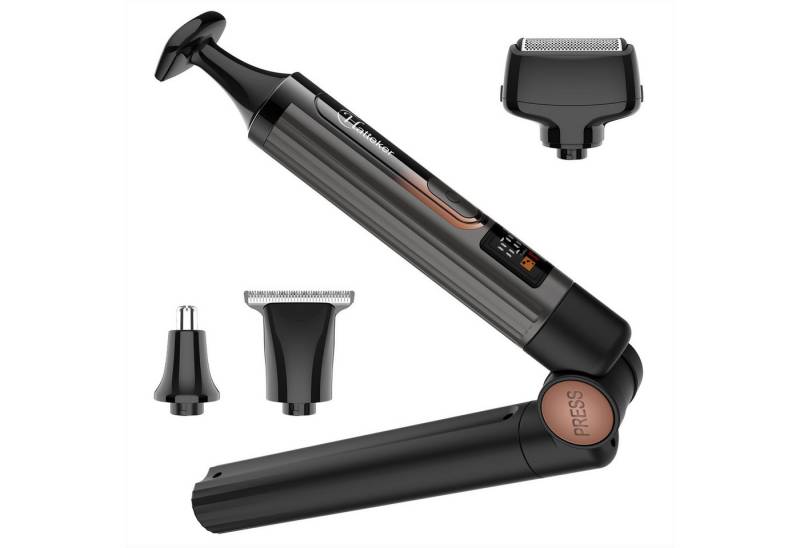 HATTEKER Körperrasierer HT-6198, Barttrimmer Bodygroomer, Rückentrimmer 4-in-1-Set Wasserdicht von HATTEKER