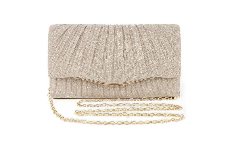 HAUSS SPOLE Abendtasche Reisekosmetiktasche mit Strasssteine Aufbewahrungsbeutel ragbare (mit Abnehmbare 120-cm-Kette und Magnetverschluss, 1-tlg., vielseitige Trageweise für Hand- Schulter- oder Crossbody-Trageweise), Ideal für Hochzeiten Partys Bankette und festliche Events von HAUSS SPOLE