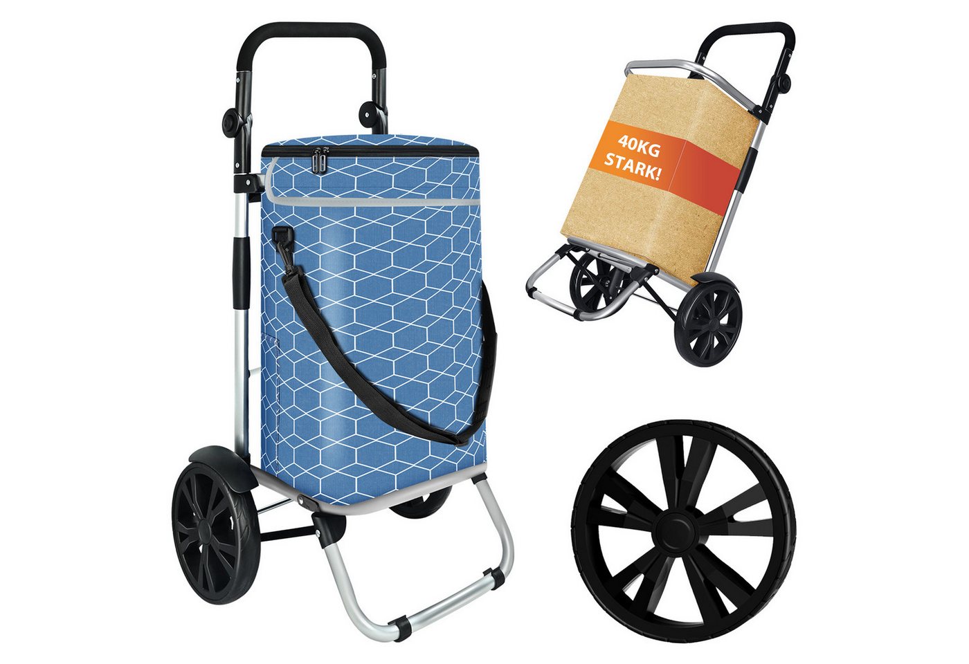 HAUSS SPOLE Einkaufstrolley Faltbar Einkaufstrolley mit Rollen Einkaufswagen Bollerwagen Handwagen, 40 l, Trolley Sackkarre Umhängetaschemit Kühlfach und belastbar bis 40kg HAUSS SPOLE Einkaufstrolley Faltbar Einkaufstrolley mit Rollen Einkaufswagen Bollerwagen Handwagen, 40 l, Trolley Sackkarre Umhängetaschemit Kühlfach und belastbar bis 40kg von HAUSS SPOLE