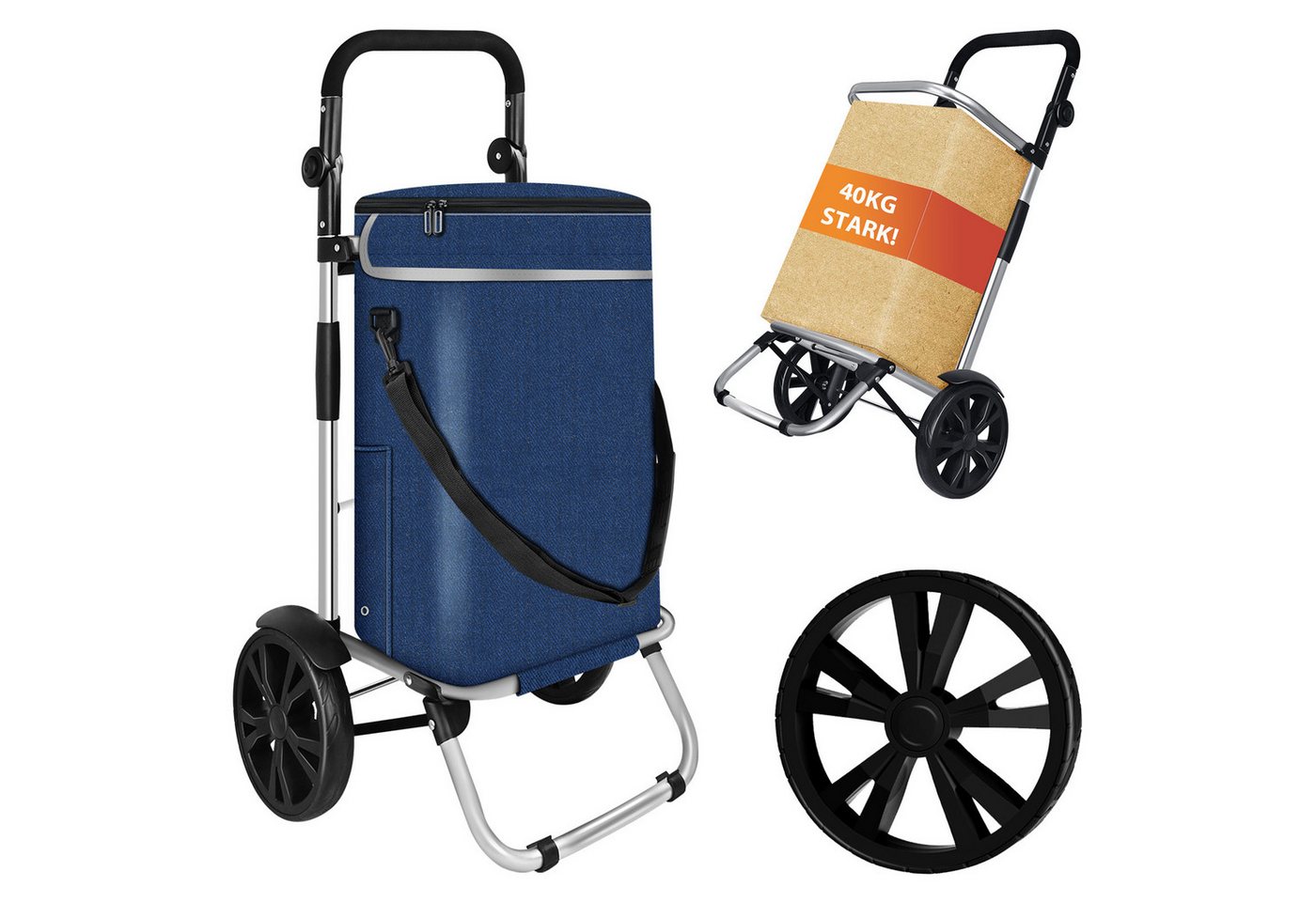 HAUSS SPOLE Einkaufstrolley Faltbar Einkaufstrolley mit Rollen Einkaufswagen Bollerwagen Handwagen, 40 l, Trolley Sackkarre Umhängetaschemit Kühlfach und belastbar bis 40kg HAUSS SPOLE Einkaufstrolley Faltbar Einkaufstrolley mit Rollen Einkaufswagen Bollerwagen Handwagen, 40 l, Trolley Sackkarre Umhängetaschemit Kühlfach und belastbar bis 40kg von HAUSS SPOLE