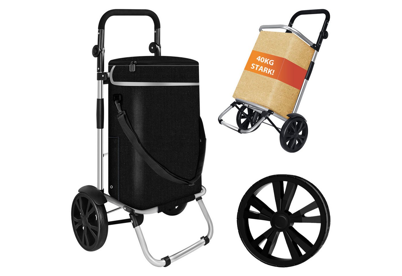 HAUSS SPOLE Einkaufstrolley Faltbar Einkaufstrolley mit Rollen Einkaufswagen Bollerwagen Handwagen, 40 l, Trolley Sackkarre Umhängetaschemit Kühlfach und belastbar bis 40kg HAUSS SPOLE Einkaufstrolley Faltbar Einkaufstrolley mit Rollen Einkaufswagen Bollerwagen Handwagen, 40 l, Trolley Sackkarre Umhängetaschemit Kühlfach und belastbar bis 40kg von HAUSS SPOLE