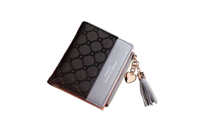 HAUSS SPOLE Geldbörse Geldbeutel Damen mit Bargeld/ID/Kreditkarte Halter Portemonnaie Damen (Frauen Handtasche Ledergeldbörse Brieftasche mit 4 Kartenfächer, Slim Wallet, Kreditkartenetui, Kartenetui), Kurzbrieftasche mit Münzfach 9 x 11 x 1 cm von HAUSS SPOLE