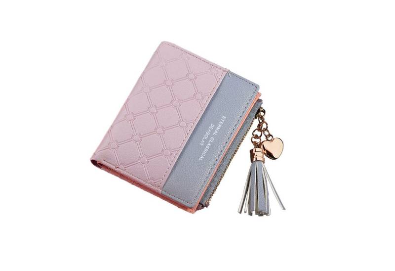 HAUSS SPOLE Geldbörse Geldbeutel Damen mit Bargeld/ID/Kreditkarte Halter Portemonnaie Damen (Frauen Handtasche Ledergeldbörse Brieftasche mit 4 Kartenfächer, Slim Wallet, Kreditkartenetui, Kartenetui), Kurzbrieftasche mit Münzfach 9 x 11 x 1 cm von HAUSS SPOLE