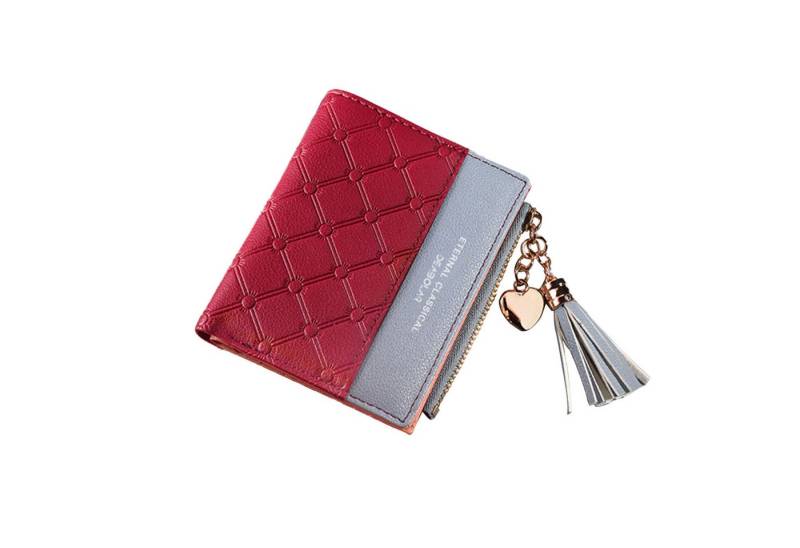 HAUSS SPOLE Geldbörse Geldbeutel Damen mit Bargeld/ID/Kreditkarte Halter Portemonnaie Damen (Frauen Handtasche Ledergeldbörse Brieftasche mit 4 Kartenfächer, Slim Wallet, Kreditkartenetui, Kartenetui), Kurzbrieftasche mit Münzfach 9 x 11 x 1 cm von HAUSS SPOLE