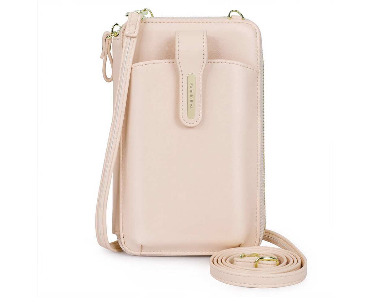 HAUSS SPOLE Handytasche Geldbörse Damen Geldbeutel Portemonnaie Portmonee (Reisepass Tasche Anti-Diebstahl mit verstellbar abnehmbar Schultergurt, Handyfach mit Magnetverschluss, mit Credit Card Slots, Brieftasche), mit vielen Kartenfächer Reißverschluss Münzfach Beutel 18,7x12,5x4 cm von HAUSS SPOLE