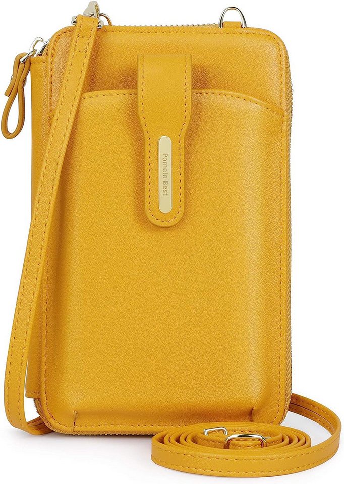 HAUSS SPOLE Handytasche Geldbörse Damen Geldbeutel Portemonnaie Portmonee (Reisepass Tasche Anti-Diebstahl mit verstellbar abnehmbar Schultergurt, Handyfach mit Magnetverschluss, mit Credit Card Slots, Brieftasche), mit vielen Kartenfächer Reißverschluss Münzfach Beutel 18,7x12,5x4 cm von HAUSS SPOLE