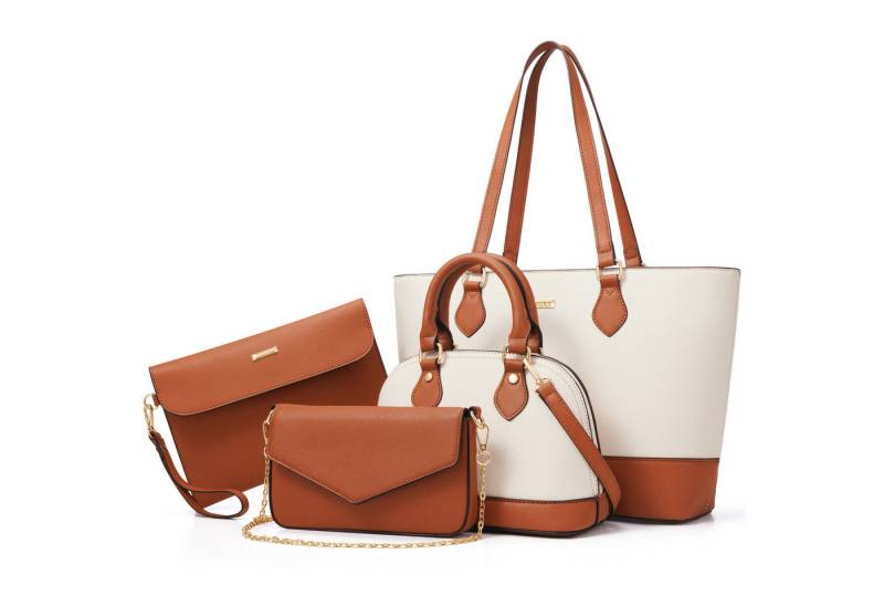 HAUSS SPOLE Henkeltasche 4 tlg Umhängetasche Schultertasche mit Reißverschlüsse,Kunstleder von HAUSS SPOLE