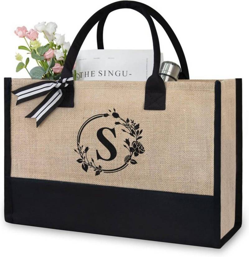 HAUSS SPOLE Henkeltasche Freizeittasche Tragetasche Canvas Einkaufstasche (Zeitungskorb Einkaufstasche Shopper Shopping Bag mit Top Griff, Schultertasche, Unitasche, Einkaufskorb, Einkaufsshopper), für Damen Frauen Jungen Freizeit Arbeit Business Schule Büro Einkaufen von HAUSS SPOLE