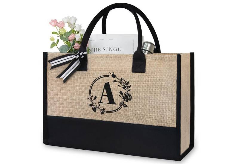 HAUSS SPOLE Henkeltasche Freizeittasche Tragetasche Canvas Einkaufstasche (Zeitungskorb Einkaufstasche Shopper Shopping Bag mit Top Griff, Schultertasche, Unitasche, Einkaufskorb, Einkaufsshopper), für Damen Frauen Jungen Freizeit Arbeit Business Schule Büro Einkaufen von HAUSS SPOLE