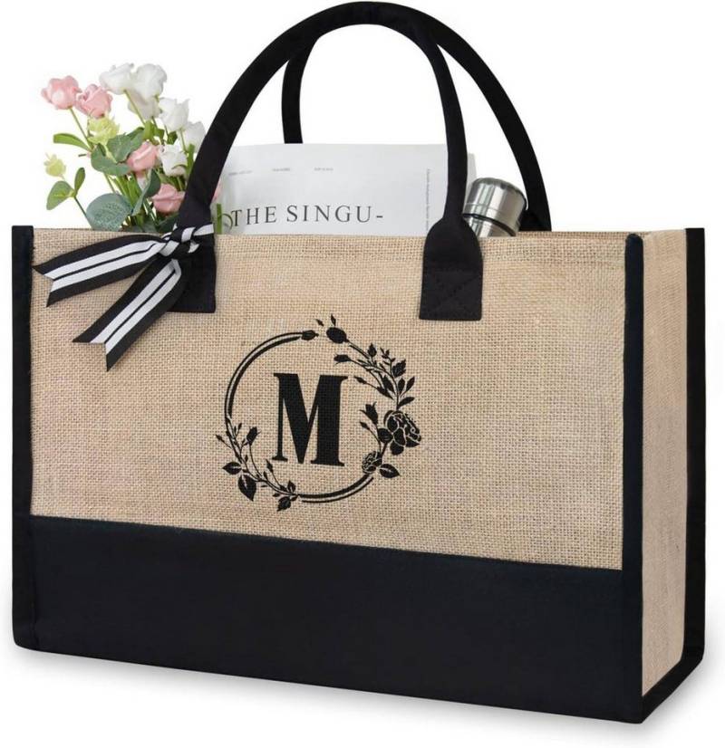 HAUSS SPOLE Henkeltasche Freizeittasche Tragetasche Canvas Einkaufstasche (Zeitungskorb Einkaufstasche Shopper Shopping Bag mit Top Griff, Schultertasche, Unitasche, Einkaufskorb, Einkaufsshopper), für Damen Frauen Jungen Freizeit Arbeit Business Schule Büro Einkaufen von HAUSS SPOLE