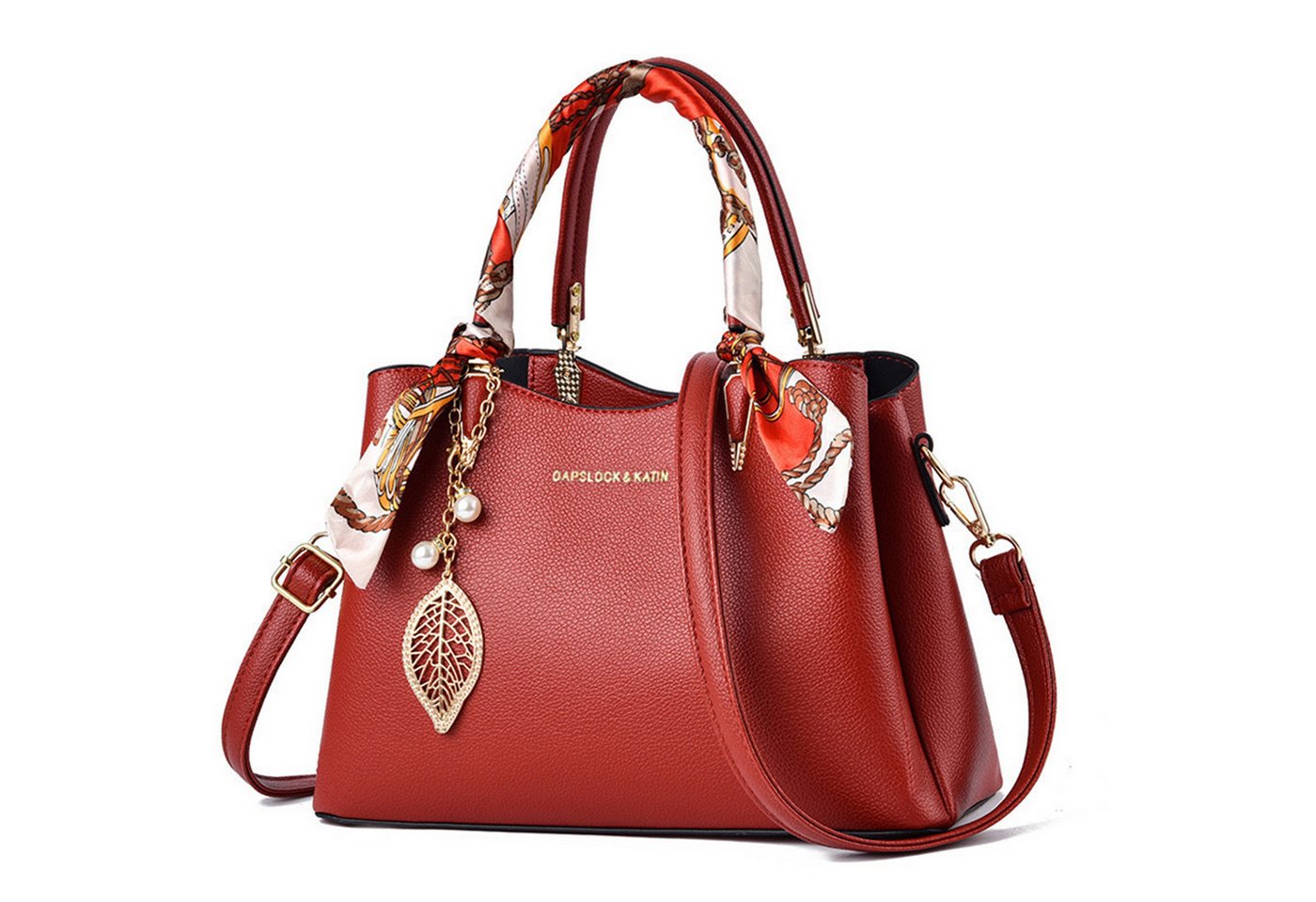 HAUSS SPOLE Henkeltasche Handtasche mit Dame wasserdicht Schultertasche Umhängetasche Rot (abnehmbarer Schulterriemen vielseitig tragbar Alltags Business-Tasche, 1-tlg., Drei Hauptfächer Reißverschluss- und Handyfach), für Alltag Reisen Partys Büro oder besondere Anlässe kombinierbar von HAUSS SPOLE