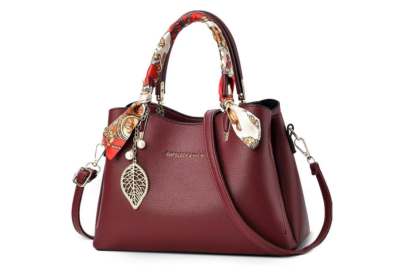 HAUSS SPOLE Henkeltasche Handtasche mit wasserdicht Schultertasche Umhängetasche Dunkelrotv (abnehmbarer Schulterriemen vielseitig tragbar Alltags Business-Tasche, 1-tlg., Drei Hauptfächer Reißverschluss- und Handyfach), für Alltag Reisen Partys Büro oder besondere Anlässe kombinierbar von HAUSS SPOLE