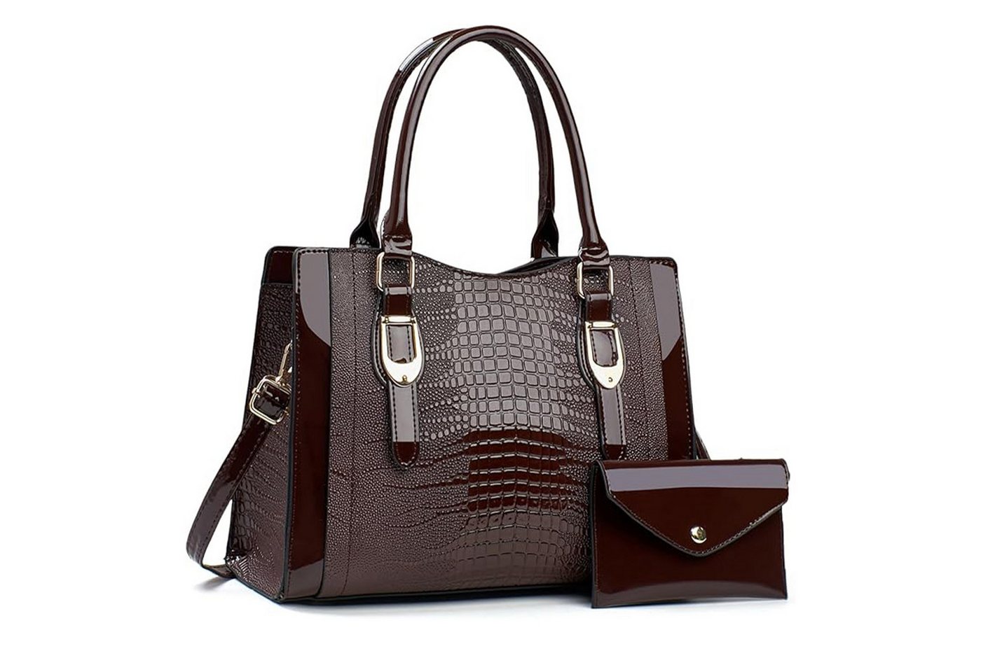 HAUSS SPOLE Henkeltasche Schultertasche mit wasserdicht Umhängetasche PU-Leder Geldbörse (2-in-1-Set aus Handtasche und Geldbörse, 2-tlg., mit Fächern für Handy Schlüssel und Kosmetik), stilvollem Design für Alltag Reisen und besondere Anlässe von HAUSS SPOLE