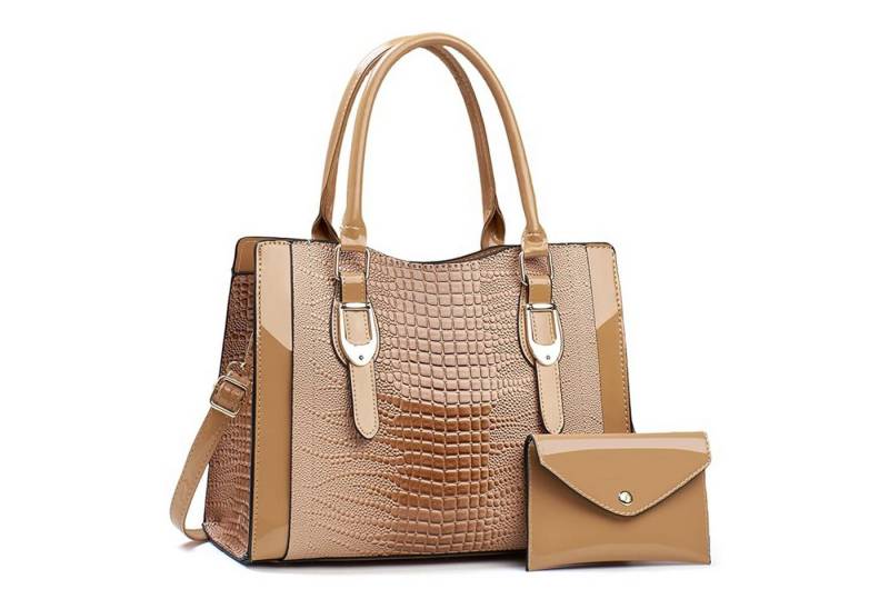 HAUSS SPOLE Henkeltasche Schultertasche mit wasserdicht Umhängetasche PU-Leder Geldbörse (2-in-1-Set aus Handtasche und Geldbörse, 2-tlg., mit Fächern für Handy Schlüssel und Kosmetik), stilvollem Design für Alltag Reisen und besondere Anlässe von HAUSS SPOLE