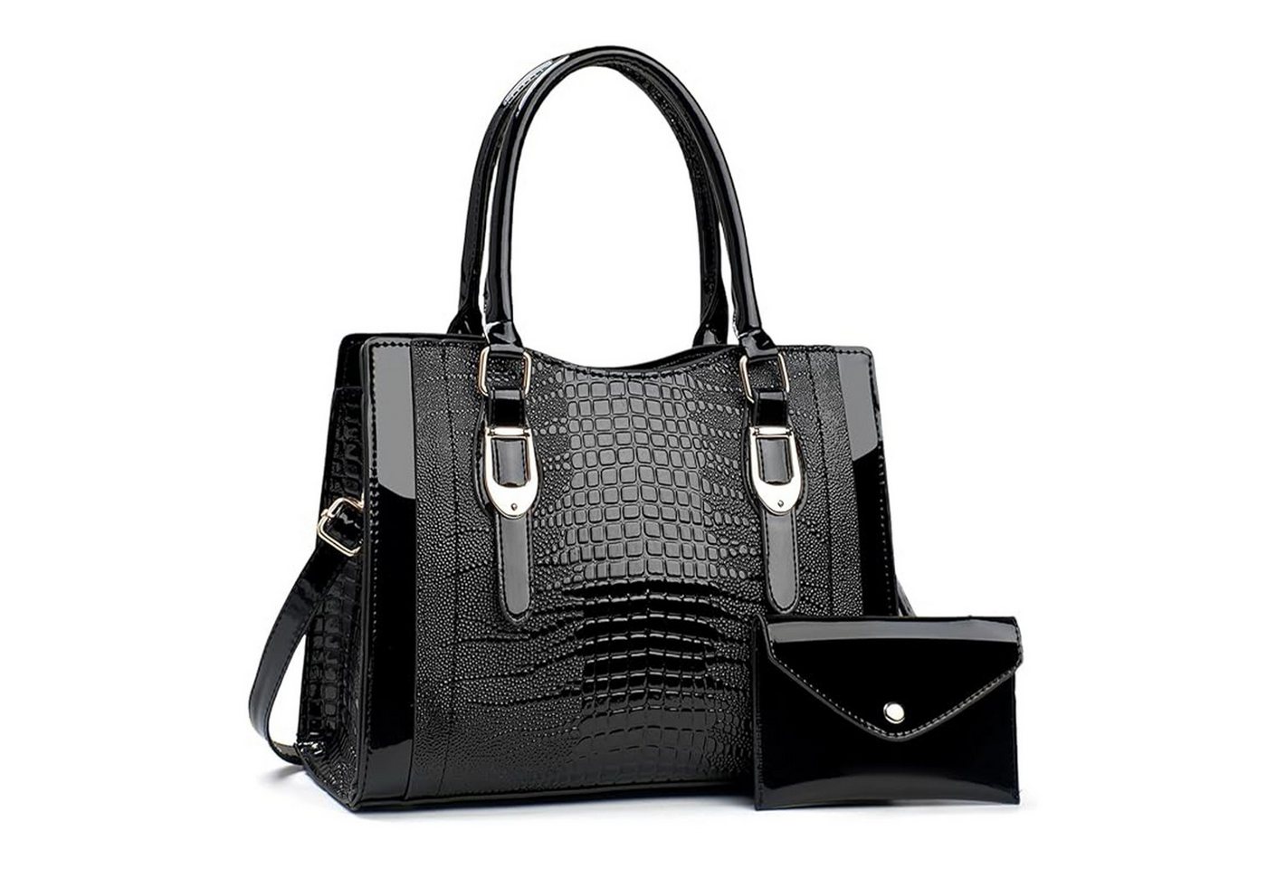 HAUSS SPOLE Henkeltasche Schultertasche mit wasserdicht Umhängetasche PU-Leder Geldbörse (2-in-1-Set aus Handtasche und Geldbörse, 2-tlg., mit Fächern für Handy Schlüssel und Kosmetik), stilvollem Design für Alltag Reisen und besondere Anlässe von HAUSS SPOLE