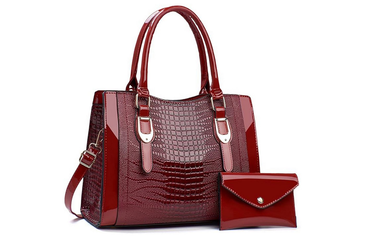 HAUSS SPOLE Henkeltasche Schultertasche mit wasserdicht Umhängetasche PU-Leder Geldbörse (2-in-1-Set aus Handtasche und Geldbörse, 2-tlg., mit Fächern für Handy Schlüssel und Kosmetik), stilvollem Design für Alltag Reisen und besondere Anlässe von HAUSS SPOLE