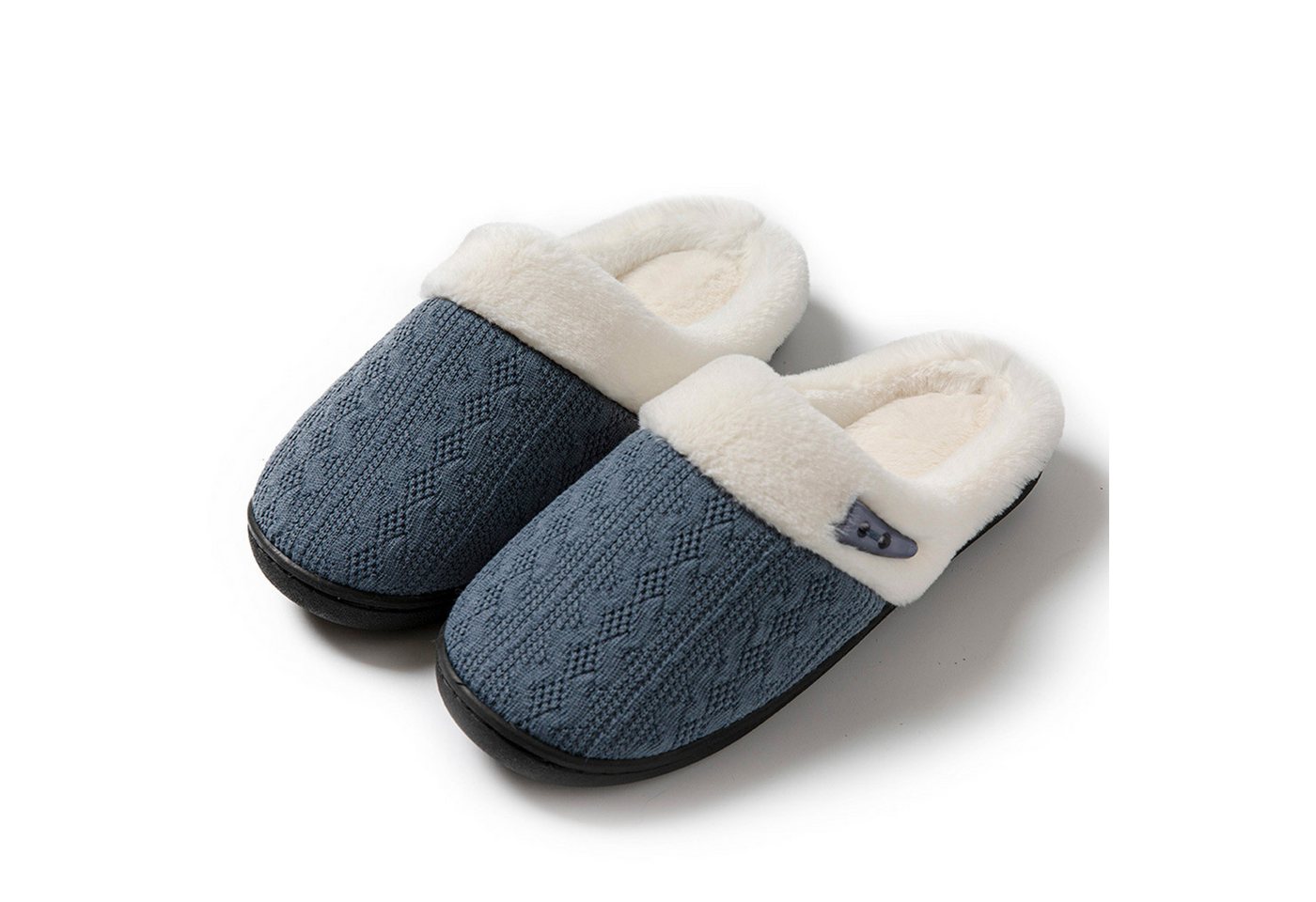 HAUSS SPOLE Homeslipper mit unisex Plüschpantoffeln Freizeitpantoffeln Grau 40-41 Plüsch Hausschuhe (Gummisohle für komfortables Gehen im Innenbereich, 1-tlg., atmungsaktivem Strickstoff mit hochdichtem Memory-Schaum) Unisex-Hausschuhe ideal für täglichen Indoor-Gebrauch von HAUSS SPOLE