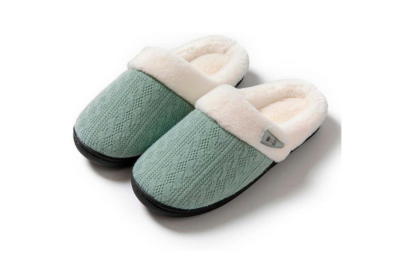 HAUSS SPOLE Homeslipper mit unisex Plüschpantoffeln Freizeitpantoffeln Grün 38-39 Plüsch Hausschuhe (Gummisohle für komfortables Gehen im Innenbereich, 1-tlg., atmungsaktivem Strickstoff mit hochdichtem Memory-Schaum) Unisex-Hausschuhe ideal für täglichen Indoor-Gebrauch von HAUSS SPOLE