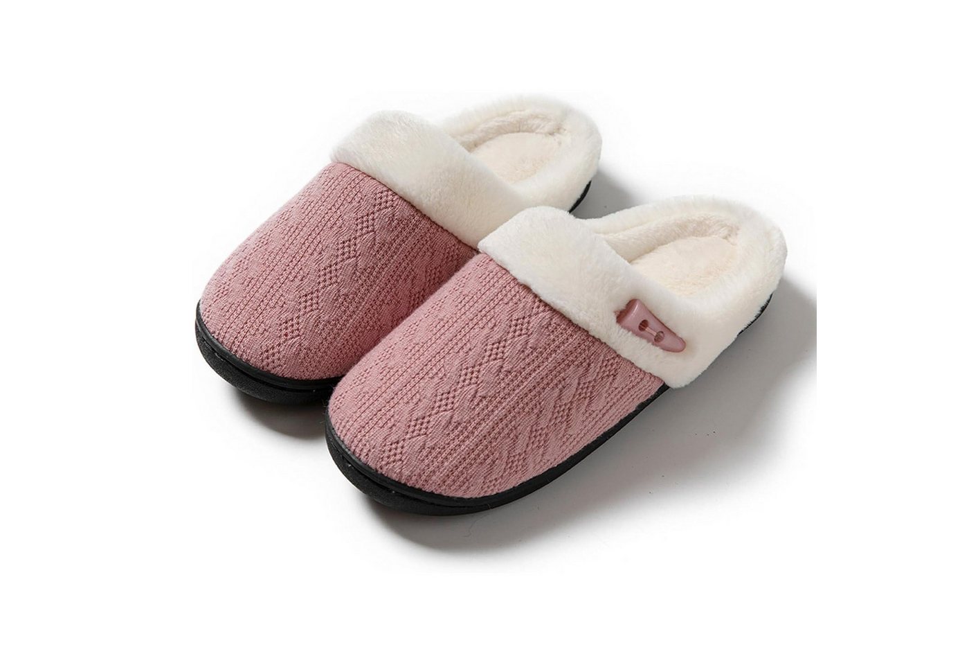 HAUSS SPOLE Homeslipper mit unisex Plüschpantoffeln Freizeitpantoffeln Pink 38-39 Plüsch Hausschuhe (Gummisohle für komfortables Gehen im Innenbereich, 1-tlg., atmungsaktivem Strickstoff mit hochdichtem Memory-Schaum) Unisex-Hausschuhe ideal für täglichen Indoor-Gebrauch von HAUSS SPOLE