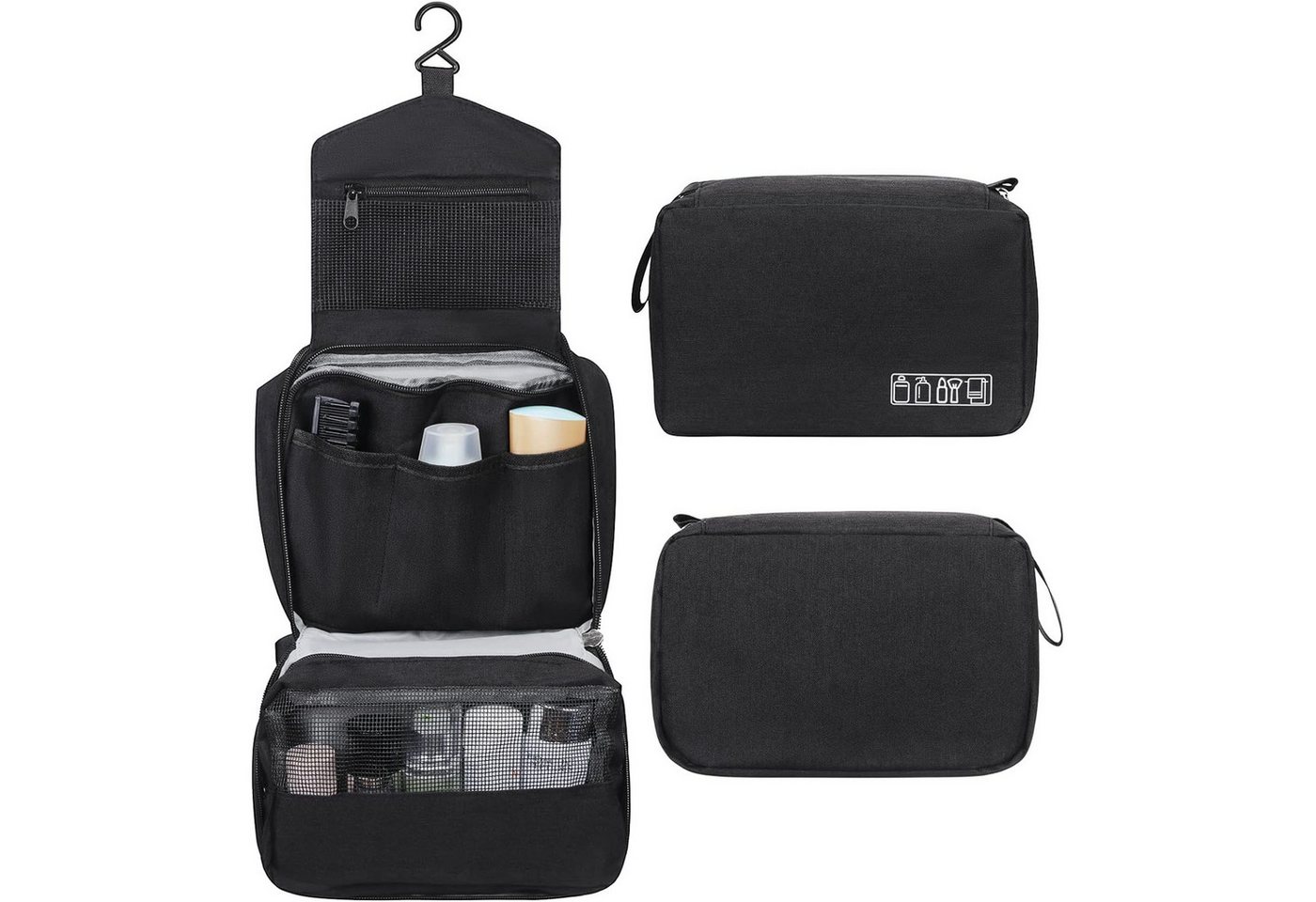 HAUSS SPOLE Kulturbeutel Kulturtasche Kosmetiktasche Zum Aufhängen mit Kordelzug, 2 in 1 (mit Griff & Haken, faltbar, Oxford-Gewebe), Als Kosmetiktasche, Kulturbeutel, Reisetasche verwendbar von HAUSS SPOLE