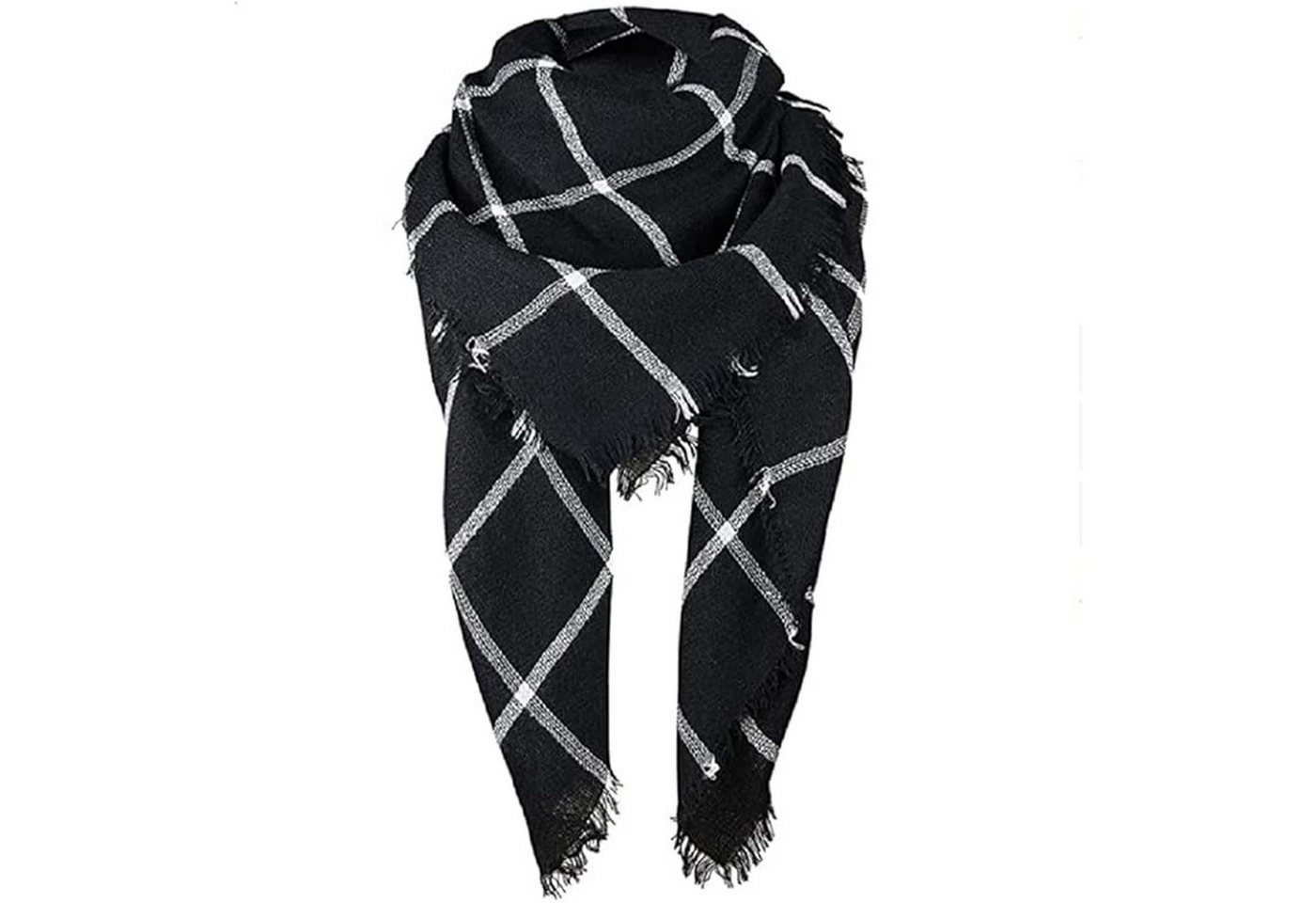 HAUSS SPOLE Modeschal Dreiecksschal mit Schals und Tücher Doppelseitiger karierterSchal, (140x140 cm mit Klassisches Karomuster Weicher hautfreundlicher Stoff, 1-St. vielseitig tragbar als Tuch Stola elegantes Accessoire Geschenkidee), Kombinierbar mit Mänteln Strickjacken Jeans und Röcken für Outfits von HAUSS SPOLE