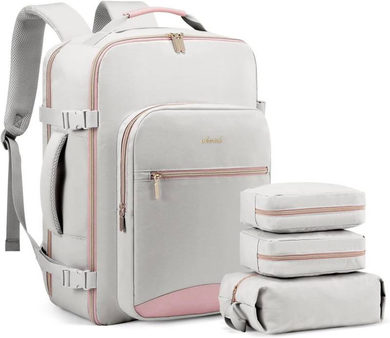 HAUSS SPOLE Reiserucksack 4-teiliges Schultasche Handgepäck Wasserdicht, 40L, 17 Zoll Laptop (3 Aufbewahrungstaschen mitgeliefert Reisen Notebook Laptop Rucksack, Handgepäck, Anti-Diebstahl, 40L Groß, Backpack mit Laptopfach), für Herren Damen Jungen Teenager Freizeit Arbeit Business Reisen von HAUSS SPOLE