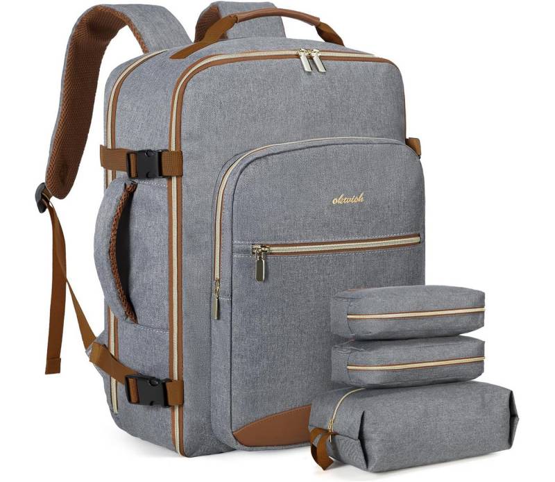 HAUSS SPOLE Reiserucksack 4-teiliges Schultasche Handgepäck Wasserdicht, 40L, 17 Zoll Laptop (3 Aufbewahrungstaschen mitgeliefert Reisen Notebook Laptop Rucksack, Handgepäck, Anti-Diebstahl, 40L Groß, Backpack mit Laptopfach), für Herren Damen Jungen Teenager Freizeit Arbeit Business Reisen von HAUSS SPOLE