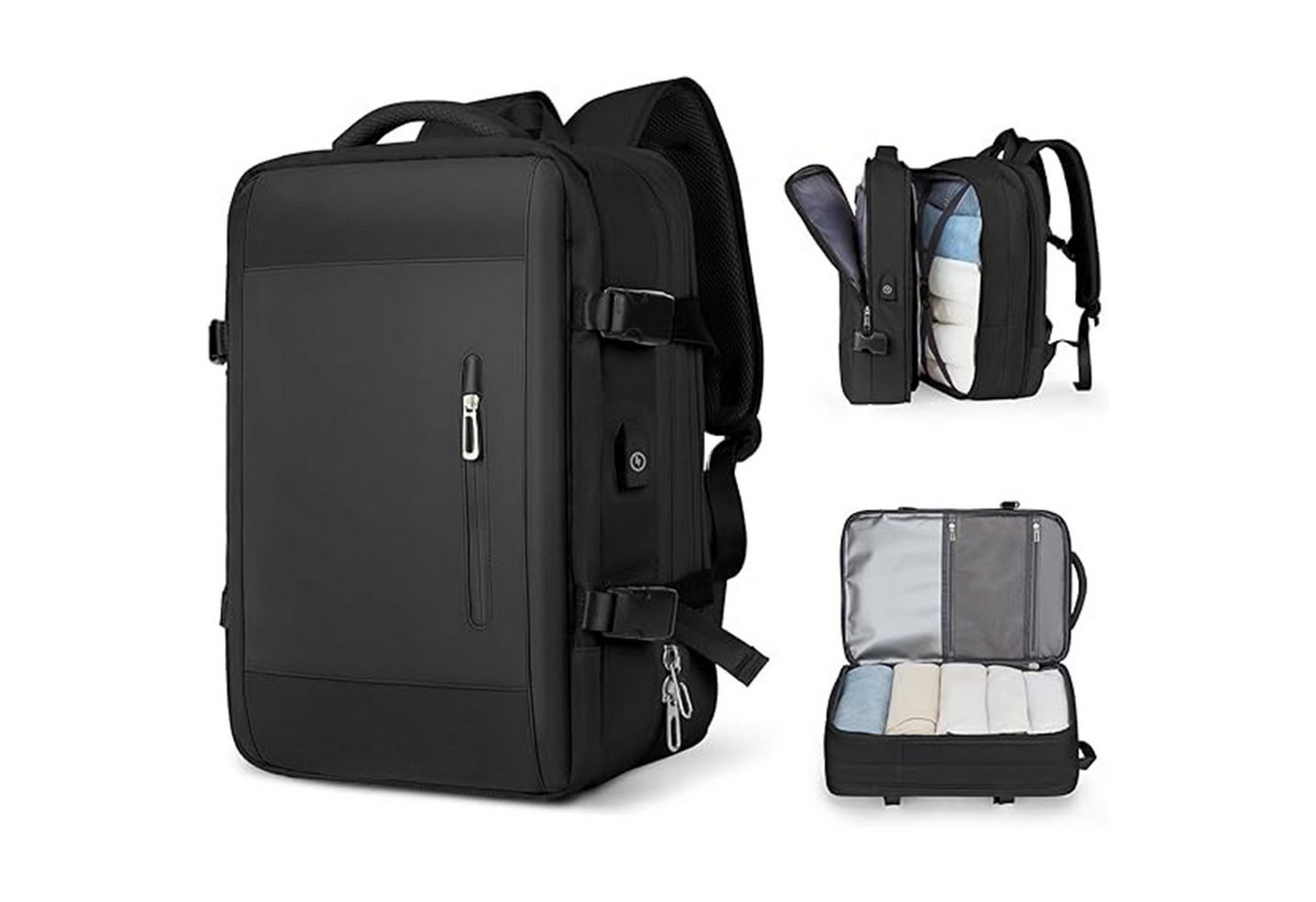HAUSS SPOLE Reiserucksack Laptoprucksack Schulrucksack Reiserucksack Arbeitsrucksack (Oxford Reisen Notebook Laptop Tasche Schule Handgepäck erweiterbar, 1-tlg., Sportrucksack, Anti-Diebstahl, Backpack Laptopfach, USB-Lade-Anschluss), für Herren Damen Jungen Teenager Freizeit Arbeit Business Reisen von HAUSS SPOLE