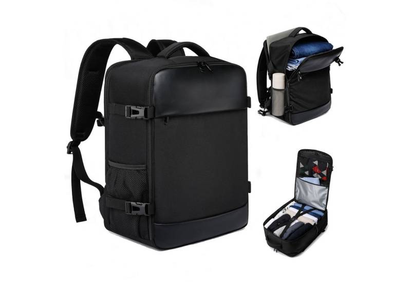 HAUSS SPOLE Reiserucksack Laptoprucksack Schulrucksack Reiserucksack Studententasche mit USB (Oxford Reisen Notebook Laptop Tasche Schule Handgepäck erweiterbar, 1-tlg., Sportrucksack, Anti-Diebstahl, Backpack Laptopfach, USB-Lade-Anschluss), für Herren Damen Jungen Teenager Freizeit Arbeit Business Reisen von HAUSS SPOLE