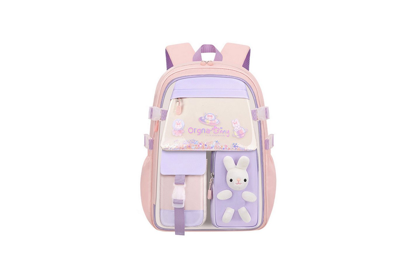 HAUSS SPOLE Schulrucksack Rucksack Kawaii für Mädchen Plüsch Spielzeug Kawaii Backpack (hohe Kapazität, Atmungsaktiv,Wasserdicht, mit reflektierenden Sicherheitsstreifen), Hasenpuppe mit Intarsierung für Kind,Mädchen,Studenten von HAUSS SPOLE