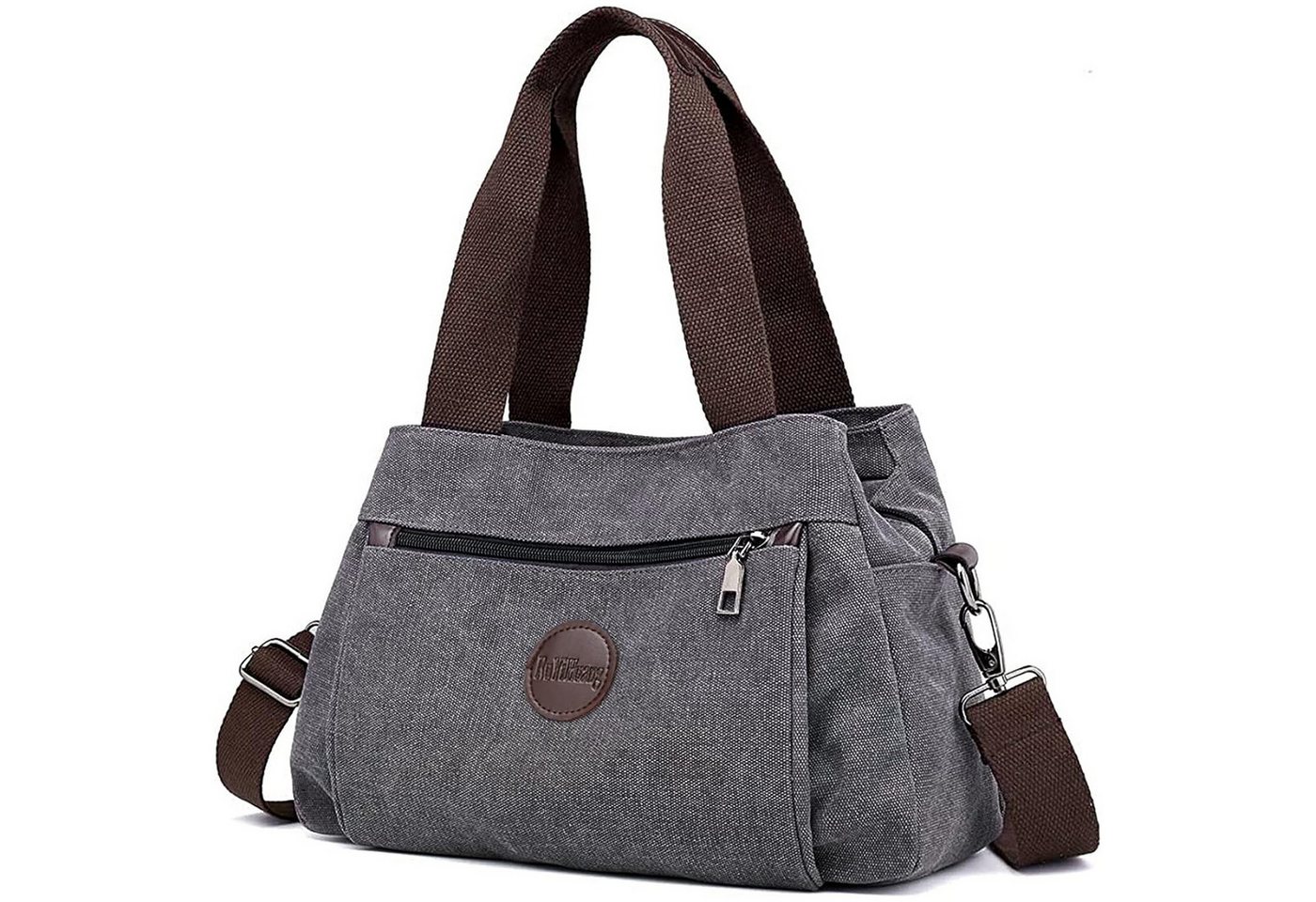 HAUSS SPOLE Schultertasche Damen Henkeltasche Tragetasche Aktentasche Tasche Shopper Leinen (1-tlg., 32 x 12 x 22 cm, 3 große Reißverschlusstaschen), für die Büroarbeit, die Schule, Reisen, Partys und den Strand von HAUSS SPOLE