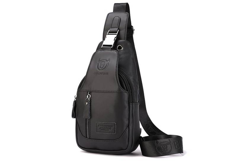 HAUSS SPOLE Schultertasche Schultertasche Rucksack Rucksäcke Crossbody Umhängetasche Leder (aus Echtleder Herren und Damen 16 x 28 x 9 cm, Geldgürtel, Sport, Sporttasche, Handytasche, Anti-Diebstahl, Leder), für Outdoor Camping Reisen Wandern Radfahren Multipurpose Tagepacks von HAUSS SPOLE