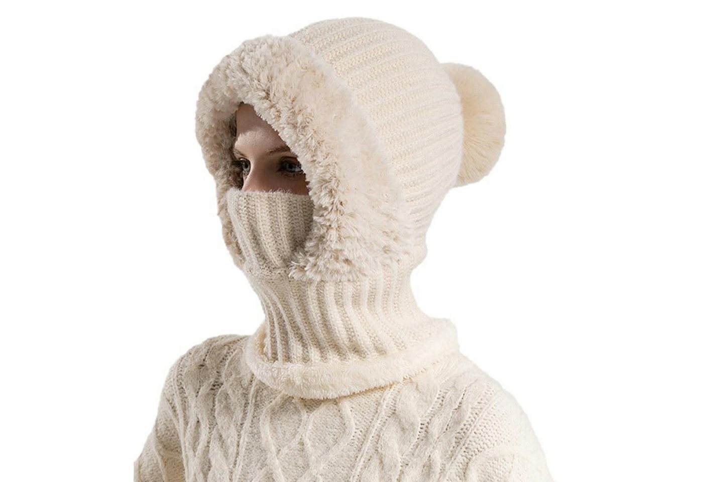 HAUSS SPOLE Strickmütze Balaclava Kapuze mit atmungsaktiv Strick Balaclava Balaclava Schal (mit windabweisender Gesichtsabdeckung Atmungsaktiv elastisch und warm, 1-St., Multifunktionale Nutzung als Kopf- Hals- Ohr Halbgesichtsbedeckung) Ideal für Outdoor-Aktivitäten wie Skifahren Radfahren Wandern von HAUSS SPOLE