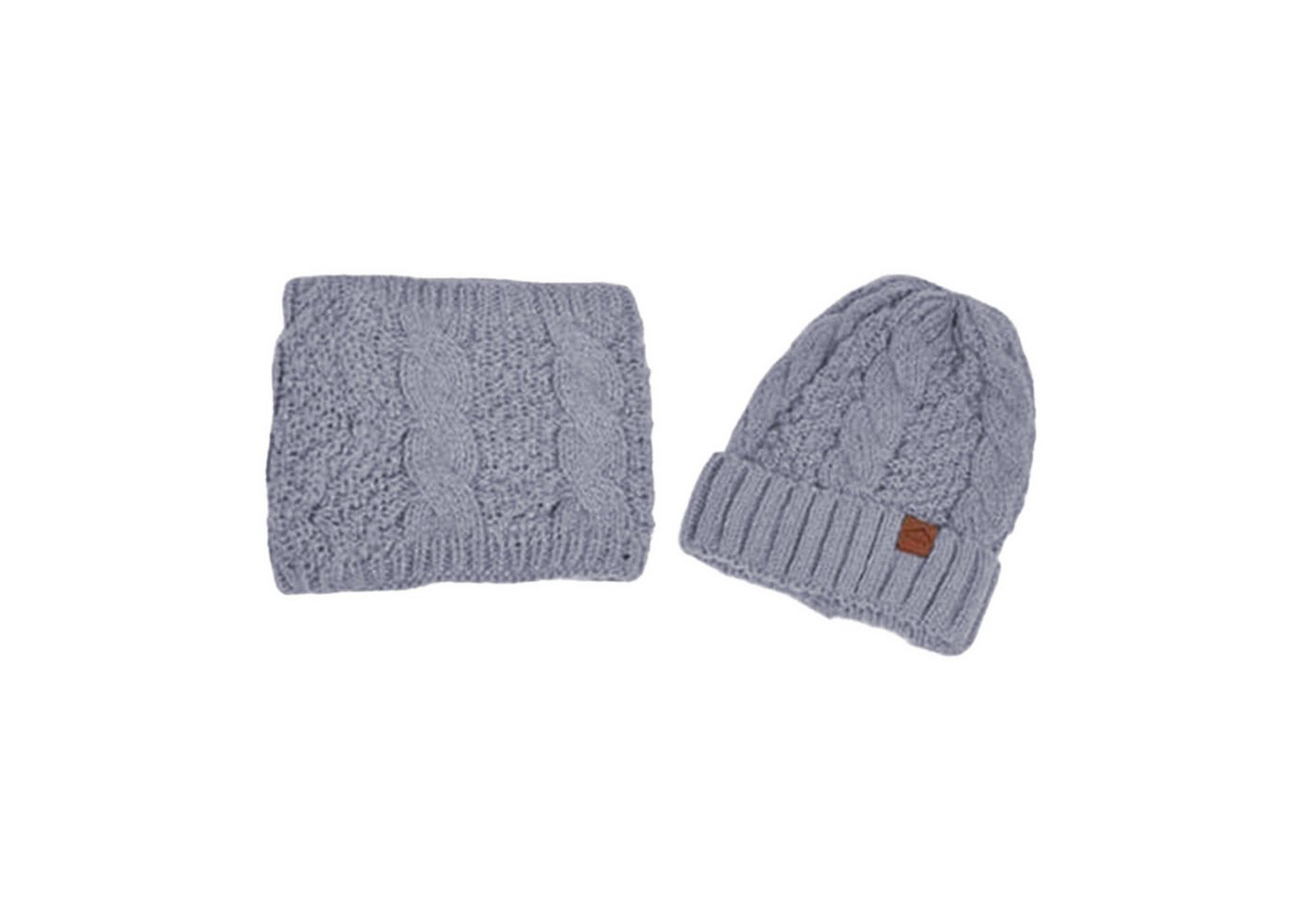 HAUSS SPOLE Strickmütze Strickmütze mit vielseitig Wintermütze Hut- und Schal-Set Grau (Leichtes Design mit Schal und Mütze separat nutzbar, 2-St., mit elastischer Passform für Kopfumfänge von 55–60 cm) Vielseitig für Outdoor-Aktivitäten eignet sich auch als Geschenk von HAUSS SPOLE