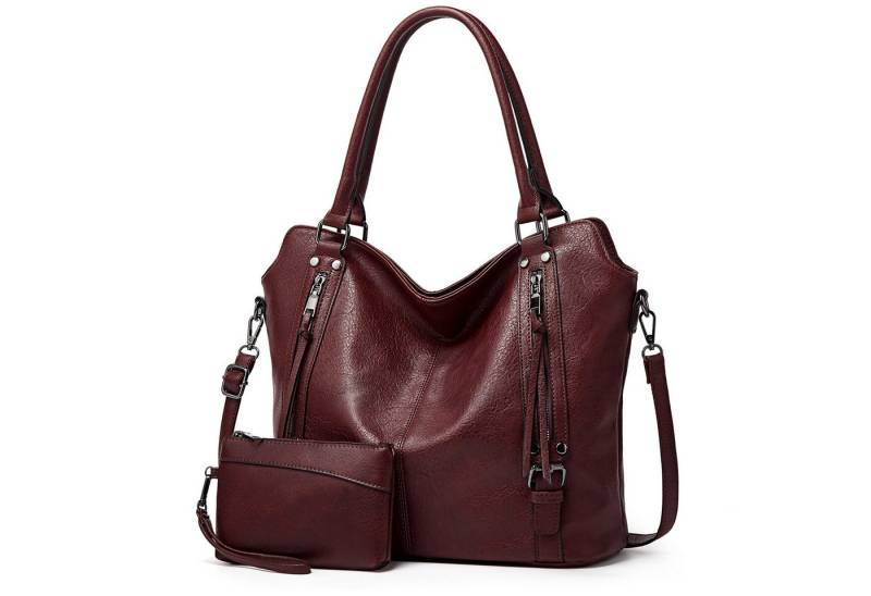 HAUSS SPOLE Umhängetasche Henkeltasche Damen Handtasche Shopper Leder Umhängetasche (Schultertasche Arbeitstasche Messenger-Tasche Top Griff Schultergurt, Freizeittasche, Ledertasche, Unitasche, Bürotasche), für Frau Frauen Jungen Freizeit Arbeit Business Schule Büro Reisen usw von HAUSS SPOLE